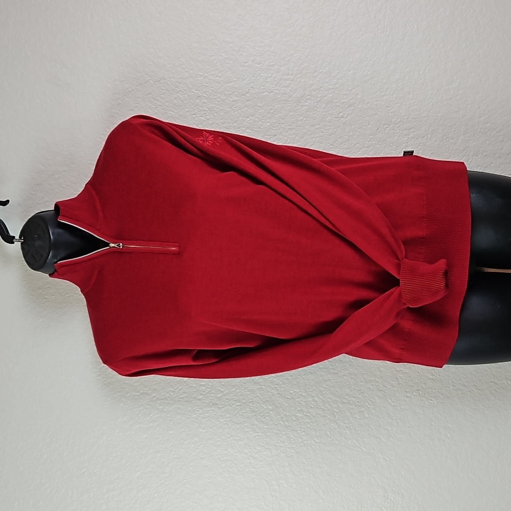 Women's Red Half-Zip Sweater